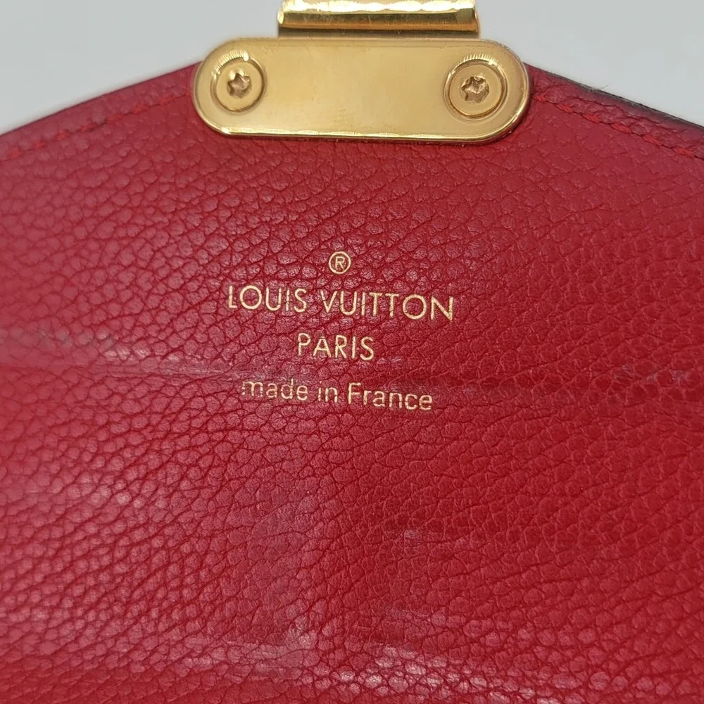 Authentic Louis Vuitton Pallas Wallet Monogram Canvas Cherry Red Leather S-Loc